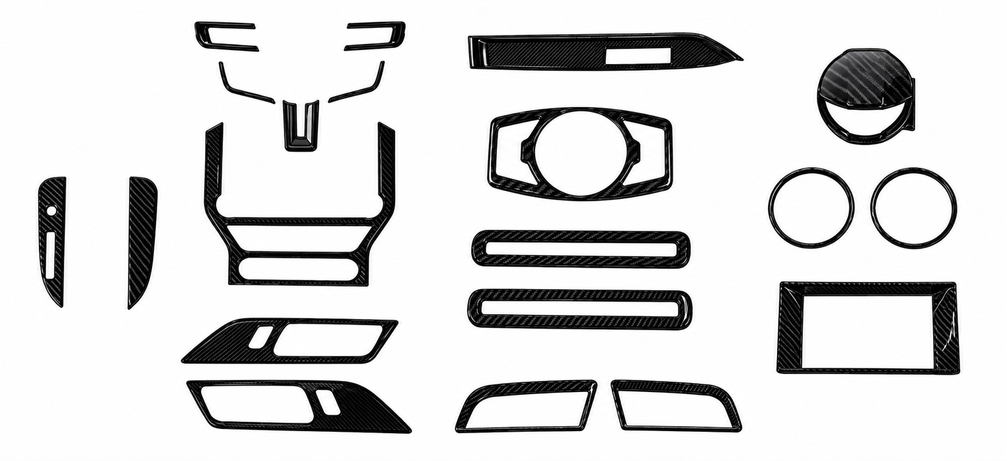 20-Piece Carbon Fiber Interior Trim Kit MKII– Ford Mustang 2015–2023 | OEM Fit