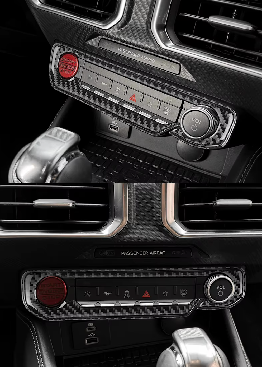 Carbon Fiber Start Button — Ford Mustang GT (2024–2025) | Revtra Performance™